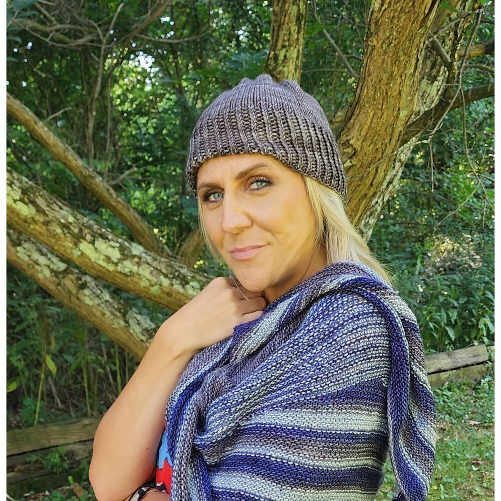 HANDMADE Rib Knit Gray Gradient Beanie Toboggan Hat Cap Unisex Women's Men's